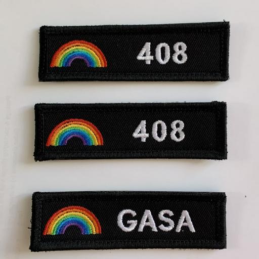 Rainbow name patch. Velcro backed