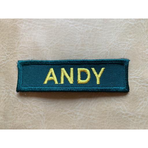 Name badge 3cm x10cm - One line of text Iron on backing