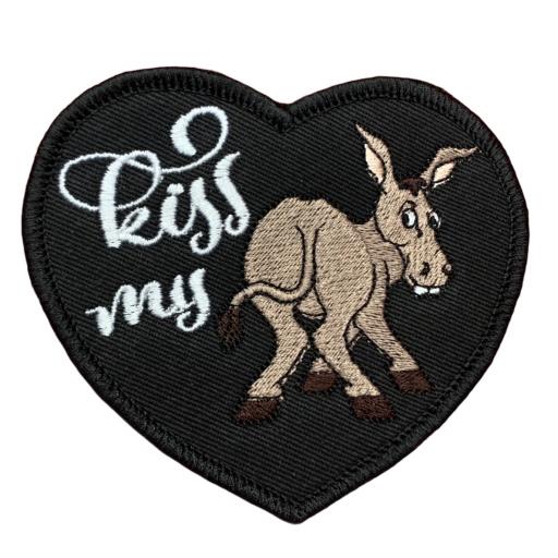 9cm Heart Shaped Patch. Kiss My Ass. Hook Backed