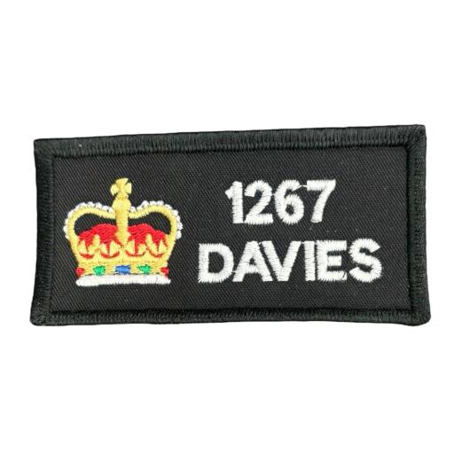 Superintendent Queen's Crown Patch 10cm x 5cm Personalised with name or number